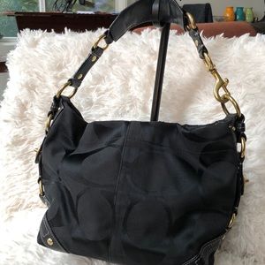 Coach Carly black signature shoulder bag